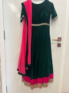 Green & Pink Anarkali Dress
