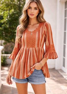 Boho Striped Peplum Top