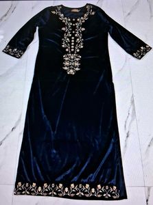Elegant Navy Velvet Kurta