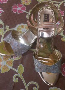 Sparkling Gold Wedge Sandals
