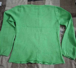 Green Beaded Neckline Sweater Top