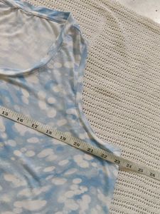 Land's end Blue &amp; White Tie-Dye Sleeveless Dress