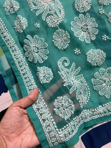 Chikankari Embroidery Green Kurta