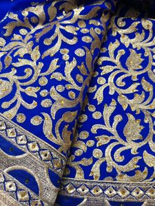 Elegant Royal Blue Embroidered Saree