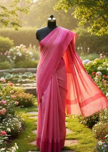 Pink Tangail Saree With Blouse