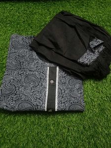 Stylish Black & White Kurta Set