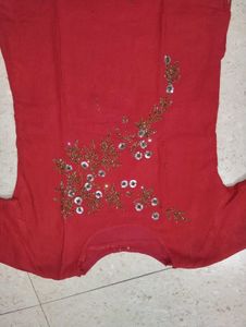 Embroidered Red Kurta