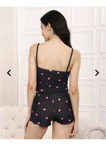 Heart Print Top Nd Shorts Set
