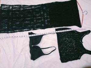 Black Lace Off-Shoulder Top &amp; Maxi Skirt Set