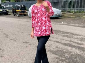 Red Floral Y2k short kurti