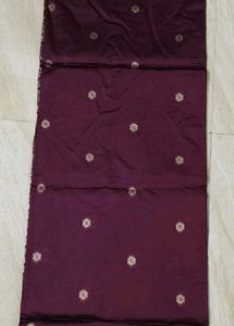 New Wine Silk Saree with Golden Border