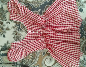 Red Gingham Puff Sleeve Top