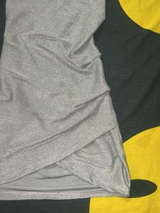 Sparkly Silver Ruched Bodycon Dress