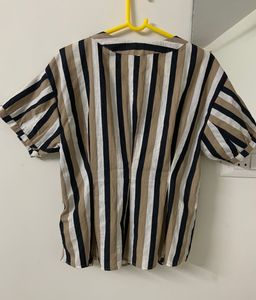 ZARA Striped Wrap Top with Buttons