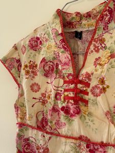 Chic Floral Print Cheongsam Top