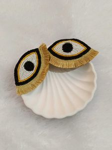 Evil Eye Beaded Fan Earrings