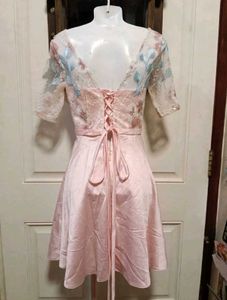 Beautiful Pink Floral Lace Dress