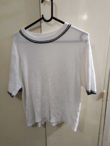 Ribbed Knit Crew Neck Top