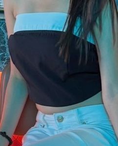 Chic Black & White Tube Top