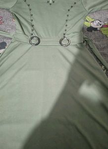 Stylish Green Dress with Ring Belt