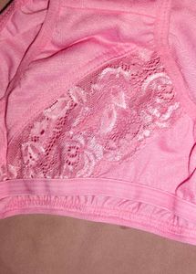 Pink Lace Trim Bra &amp; Panty Set