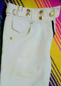 White Belted Pants