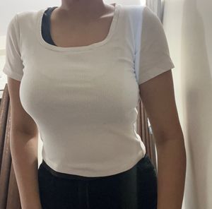 Women's White Short Sleeve Top