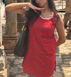 Red Printed Kurta