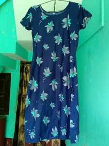 Floral Print Navy Blue Dress