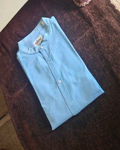 Men's Light Blue Mandarin Collar Shirt