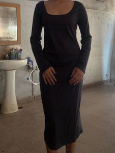 Elegant Long Sleeve Midi Dress