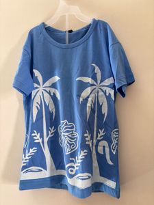 Cute Blue Palm Tree Pajama Set