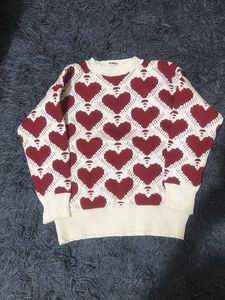 Heart Pattern Knit Sweater