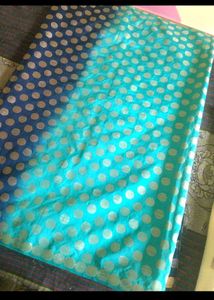 Beautiful Teal Polka Dot saree