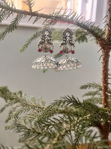 Oxidized Silver Jhumka Earrings