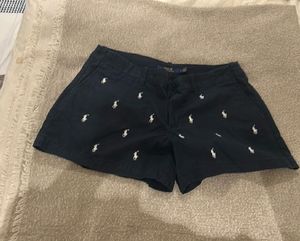 Ralph Lauren Navy Shorts with White Horse Print