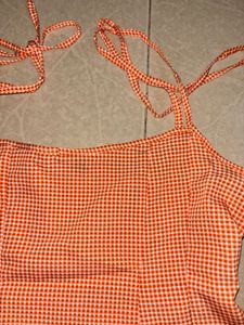 Orange Gingham Cami Top