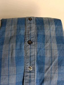 Men's Blue Plaid Casual Shirt