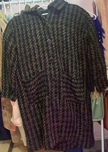 Vintage Patterned Button-Down Coat