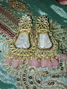 Designer Jhumka Earrings with Pearl &amp; Stone