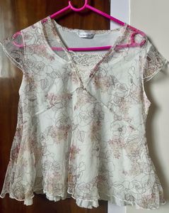 Sheer Floral Print Blouse