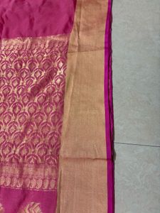 Light pink cotton saree with blouse