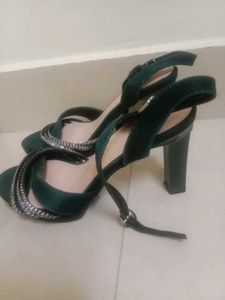 Emerald Green Embellished Heels