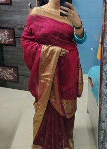 chiffon silk banarasi weaving saree with stone