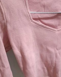 Cute Baby Pink Sweetheart Neck Crop Top