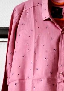 Men's Pink Printed Full Sleeve Shirt
