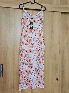 Floral Print Midi Dress with Slit