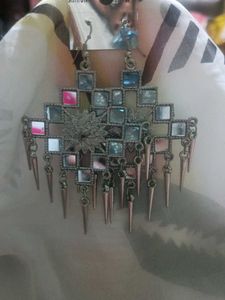 Oxidized Mirrorwork Jhumka Earrings