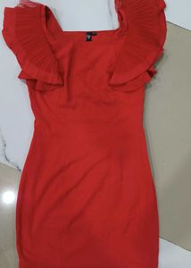 Chic Red Ruffled Dress
