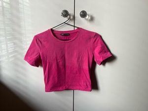 Hot Pink Cropped T-Shirt